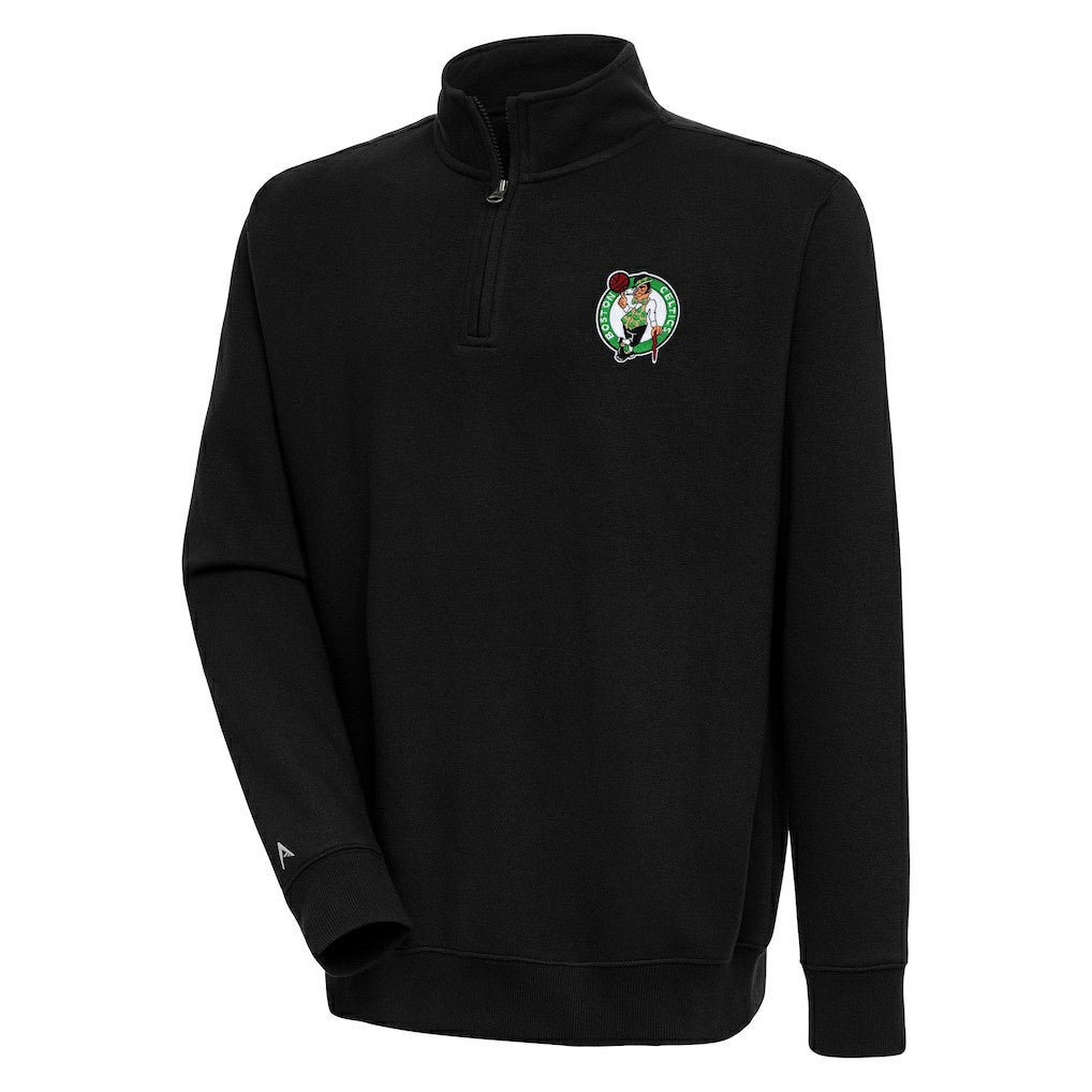 Boston Celtics Antigua Victory Quarter-Zip Pullover Top - Black on sale