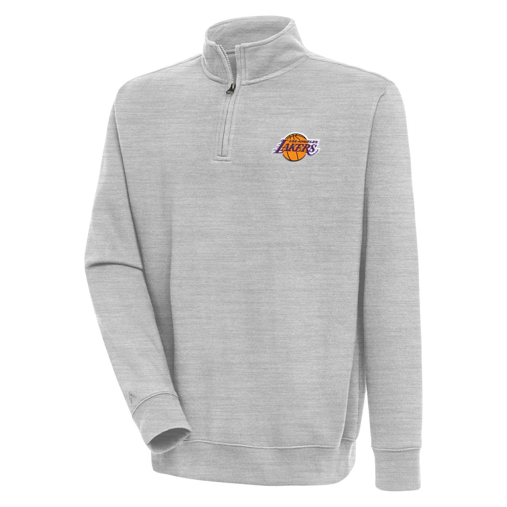 Los Angeles Lakers Antigua Victory Quarter-Zip Pullover Top - Heather Gray on sale