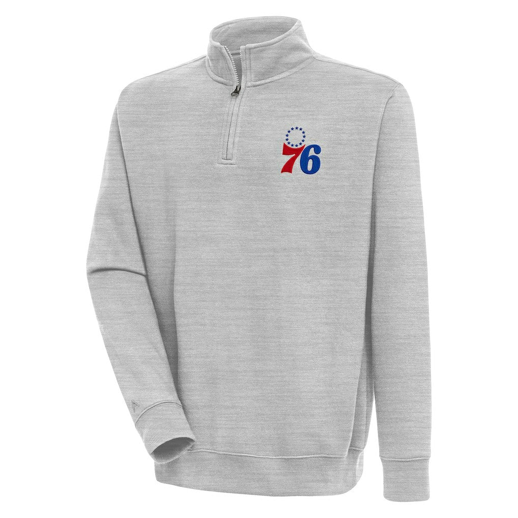 Philadelphia 76ers Antigua Victory Quarter-Zip Pullover Top - Heather Gray discount