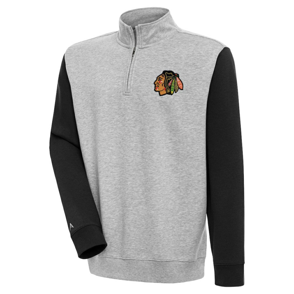 Chicago Blackhawks Antigua Victory Colorblock Quarter-Zip Pullover Top