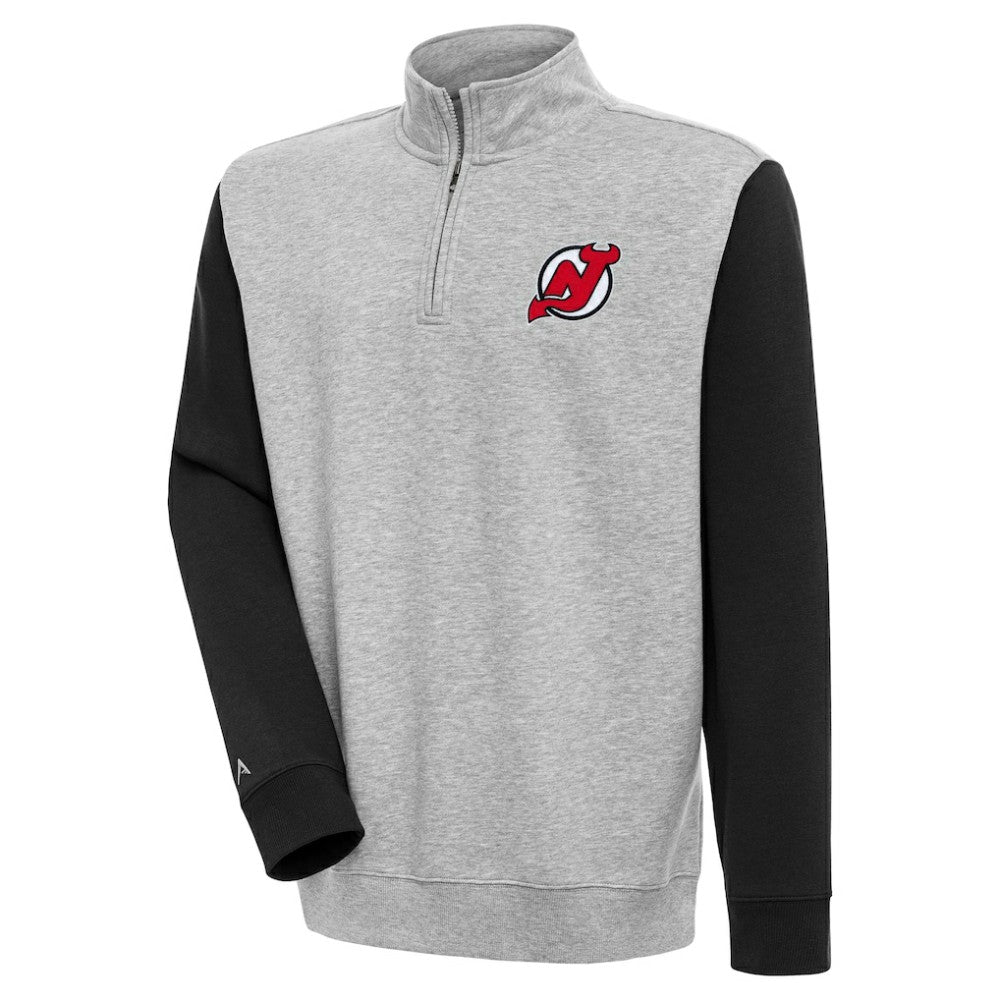 New Jersey Devils Antigua Victory Colorblock Quarter-Zip Pullover Top