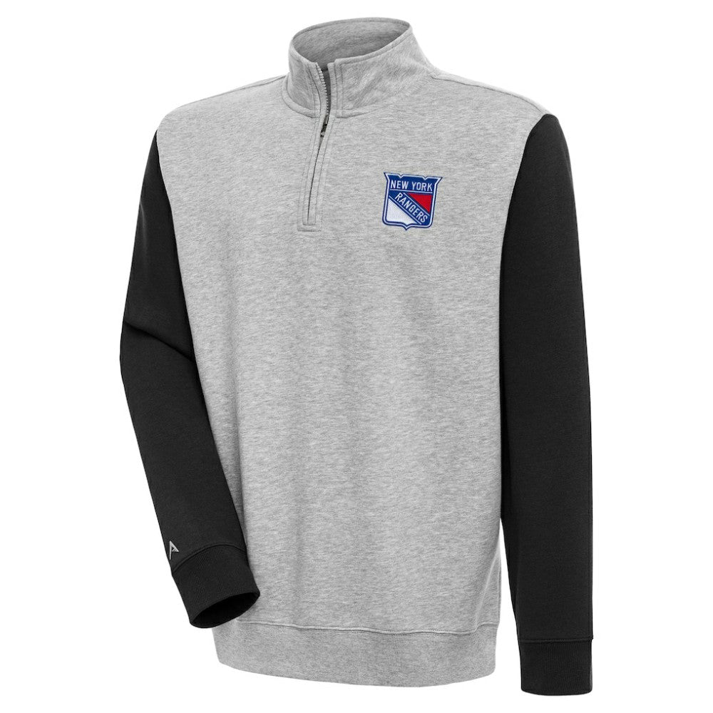 New York Rangers Antigua Victory Colorblock Quarter-Zip Pullover Top