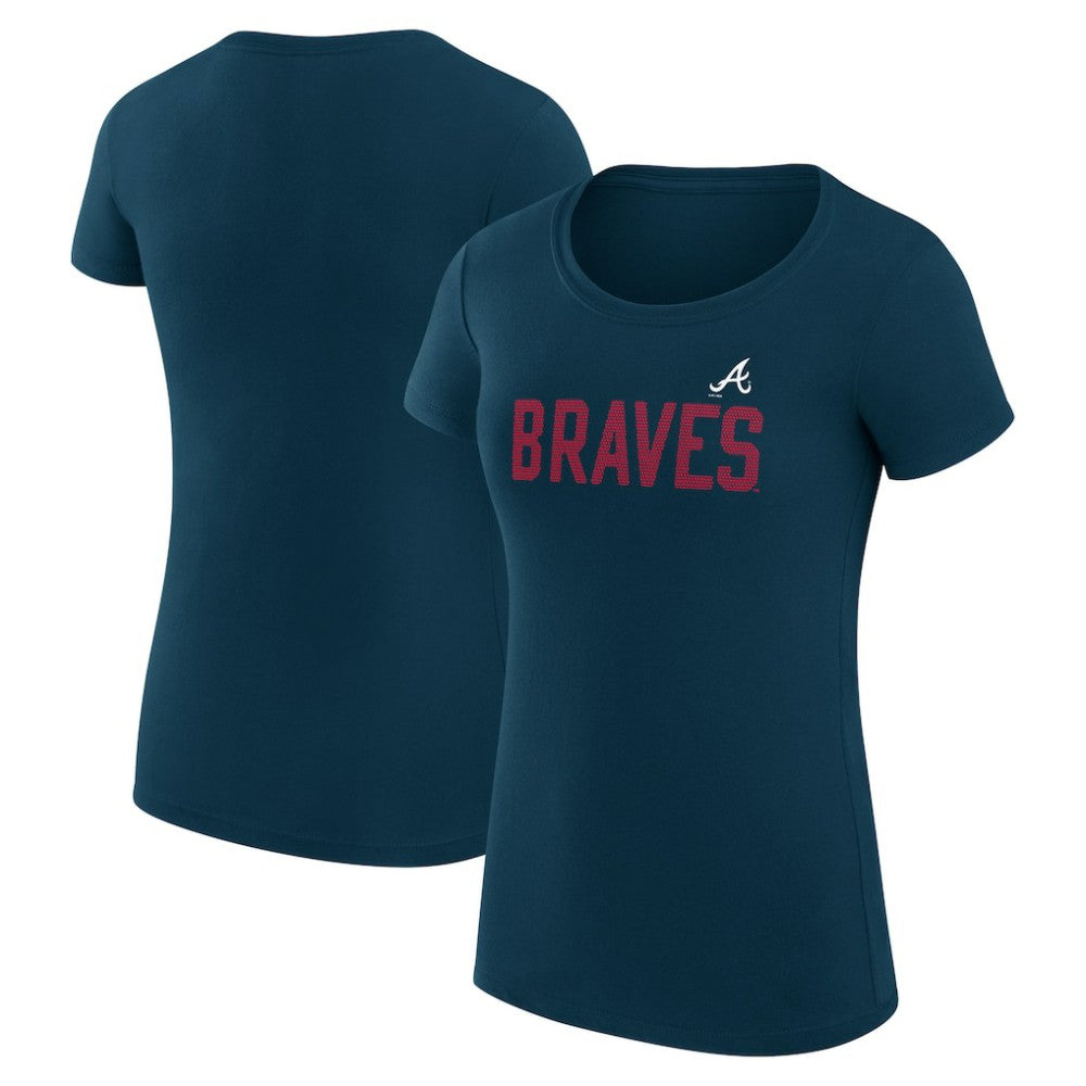 Atlanta Braves G-III 4Her by Carl Banks Women's Super-Slim Fit Lightweight Dot Print T-Shirt - Navy