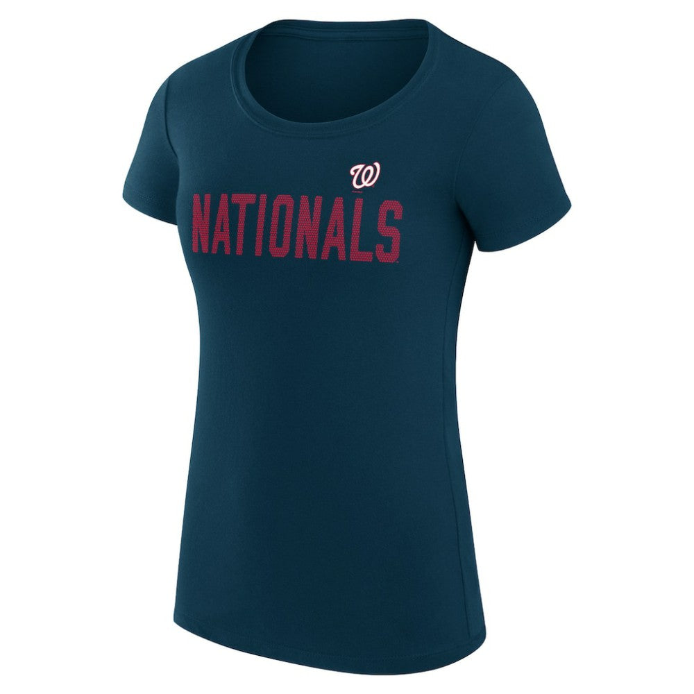 Washington Nationals G-III 4Her by Carl Banks Women's Super-Slim Fit Lightweight Dot Print T-Shirt - Navy