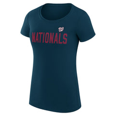 Washington Nationals G-III 4Her by Carl Banks Women's Super-Slim Fit Lightweight Dot Print T-Shirt - Navy