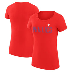 Philadelphia Phillies G-III 4Her by Carl Banks Women's Super-Slim Fit Lightweight Dot Print T-Shirt - Red