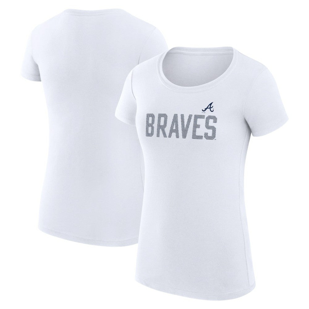 Atlanta Braves G-III 4Her by Carl Banks Women's Super-Slim Fit Lightweight Dot Print T-Shirt - White