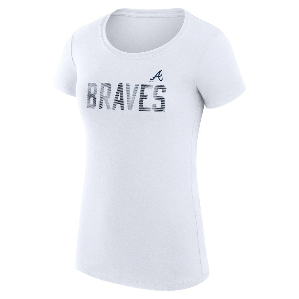 Atlanta Braves G-III 4Her by Carl Banks Women's Super-Slim Fit Lightweight Dot Print T-Shirt - White
