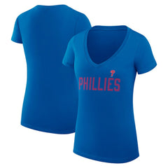 Philadelphia Phillies G-III 4Her by Carl Banks Women's Super-Slim Fit Lightweight Dot Print V-Neck T-Shirt - Royal