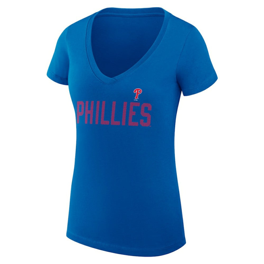Philadelphia Phillies G-III 4Her by Carl Banks Women's Super-Slim Fit Lightweight Dot Print V-Neck T-Shirt - Royal