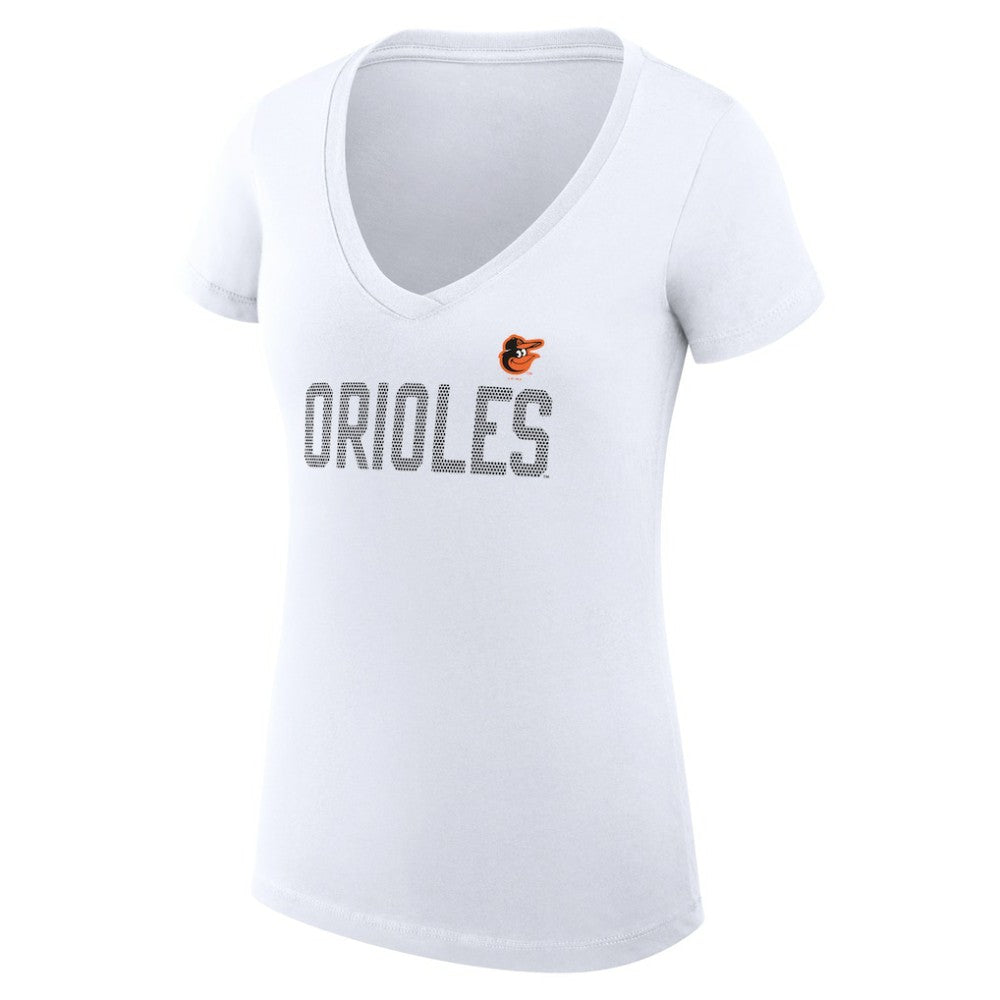 Baltimore Orioles G-III 4Her by Carl Banks Women's Super-Slim Fit Lightweight Dot Print V-Neck T-Shirt - White