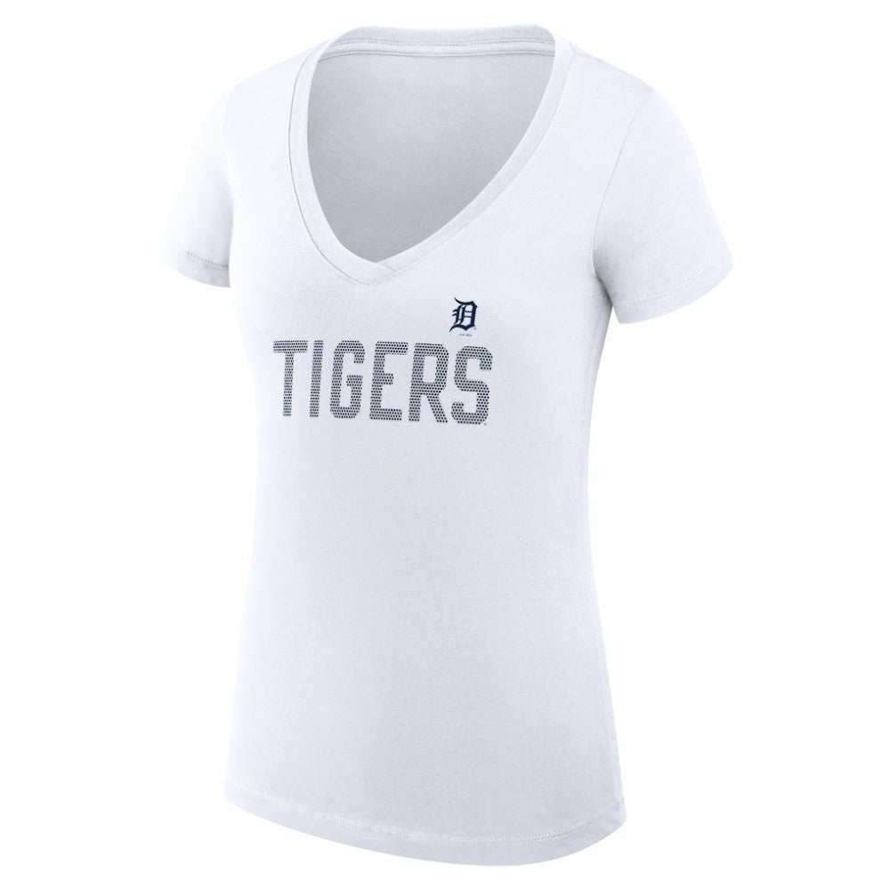 Detroit Tigers G-III 4Her by Carl Banks Women's Super-Slim Fit Lightweight Dot Print V-Neck T-Shirt - White