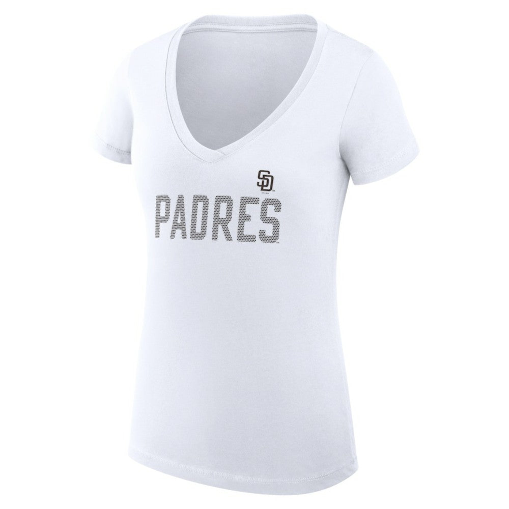 San Diego Padres G-III 4Her by Carl Banks Women's Super-Slim Fit Lightweight Dot Print V-Neck T-Shirt - White