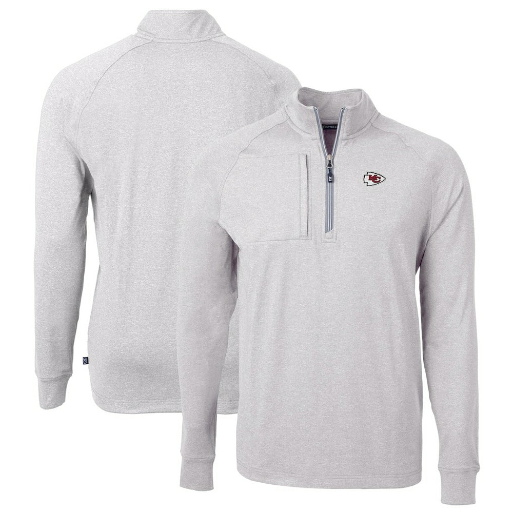 NFL Kansas City Chiefs Cutter & Buck Big & Tall Adapt Eco Knit Quarter-Zip Pullover Top