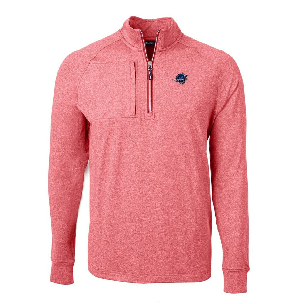 NFL Miami Dolphins Cutter & Buck Big & Tall Adapt Eco Knit Quarter-Zip Pullover Top