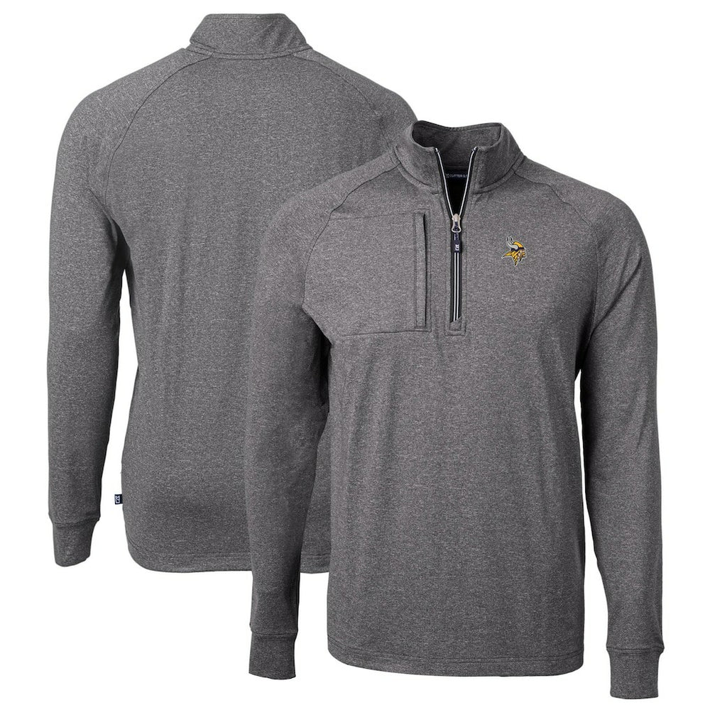 NFL Minnesota Vikings Cutter & Buck Big & Tall Adapt Eco Knit Quarter-Zip Pullover Top
