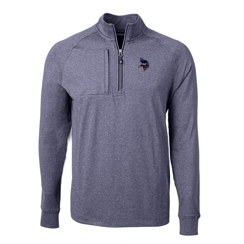 NFL Minnesota Vikings Cutter & Buck Big & Tall Adapt Eco Knit Quarter-Zip Pullover Top