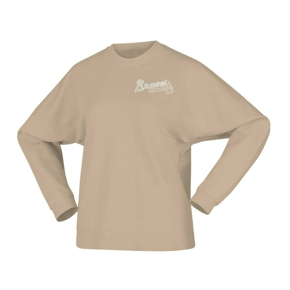 Atlanta Braves Women's Branded Fleece Pullover Sweatshirt - Tan