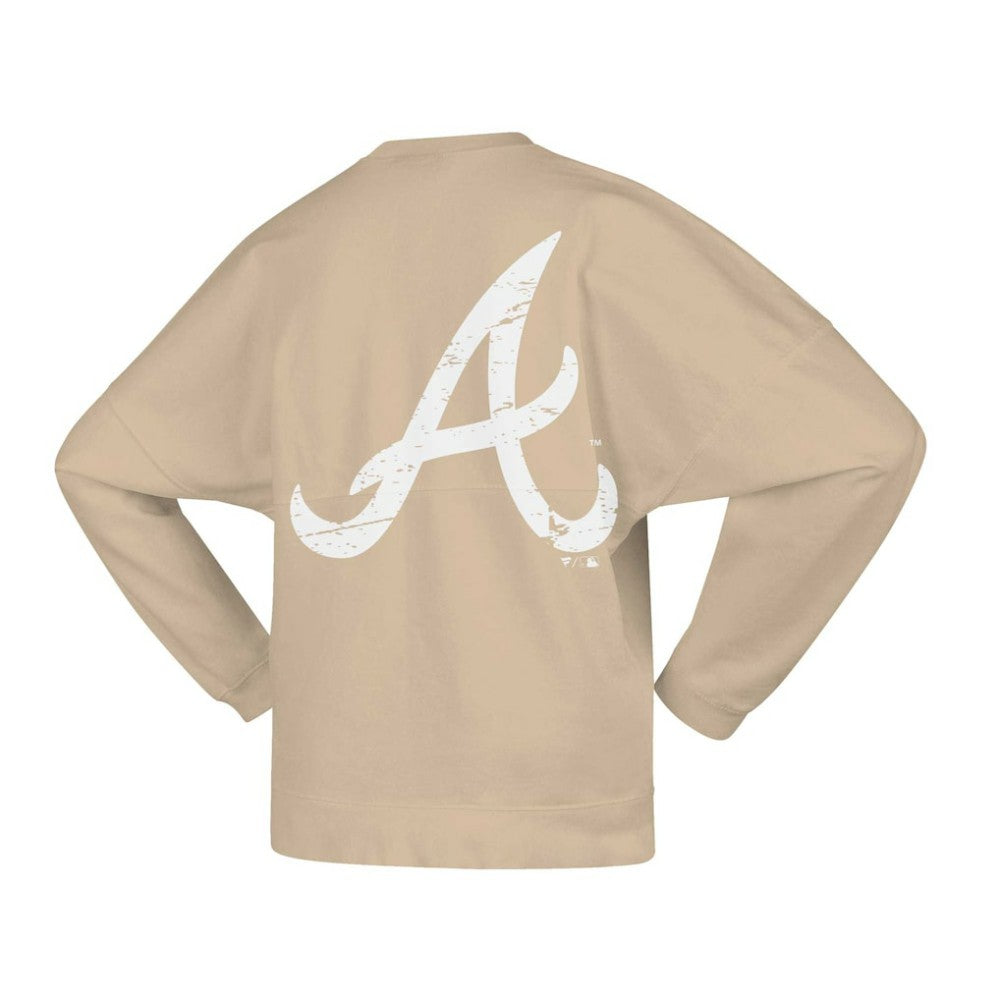 Atlanta Braves Women's Branded Fleece Pullover Sweatshirt - Tan