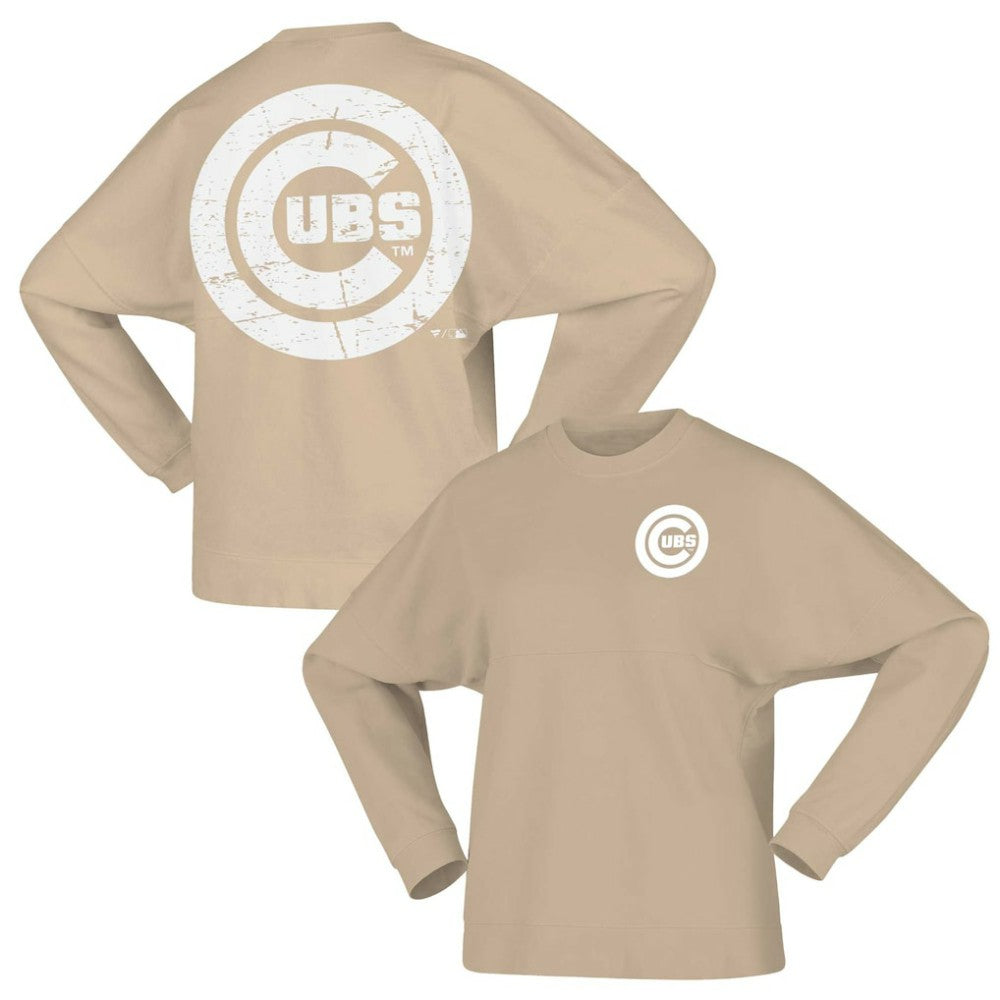 Chicago Cubs Women's Branded Fleece Pullover Sweatshirt - Tan