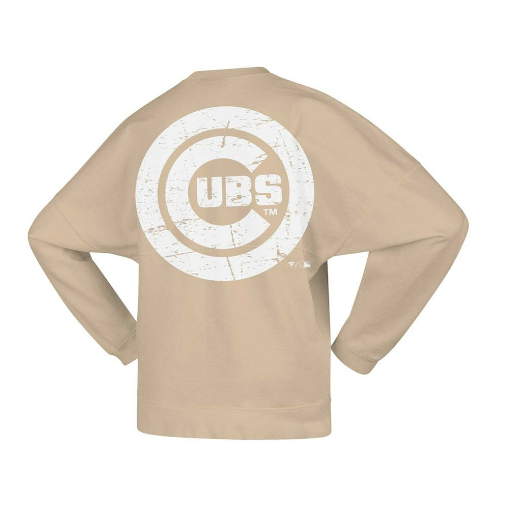 Chicago Cubs Women's Branded Fleece Pullover Sweatshirt - Tan