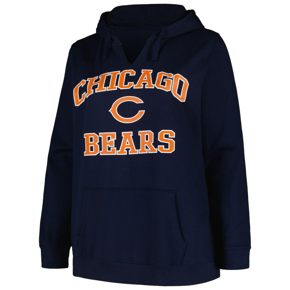 NFL Chicago Bears Women's Plus Size Heart and Soul V-Neck Pullover Hoodie