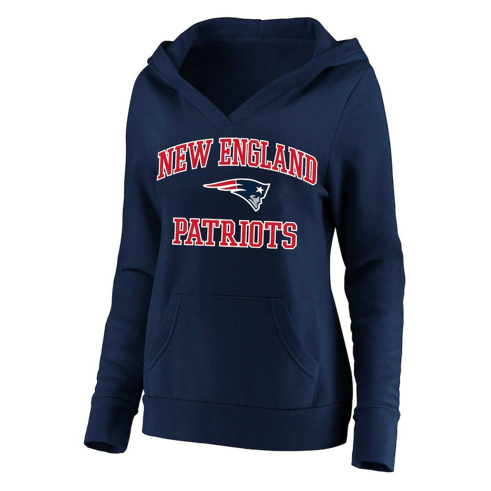 NFL New England Patriots Women's Plus Size Heart and Soul V-Neck Pullover Hoodie