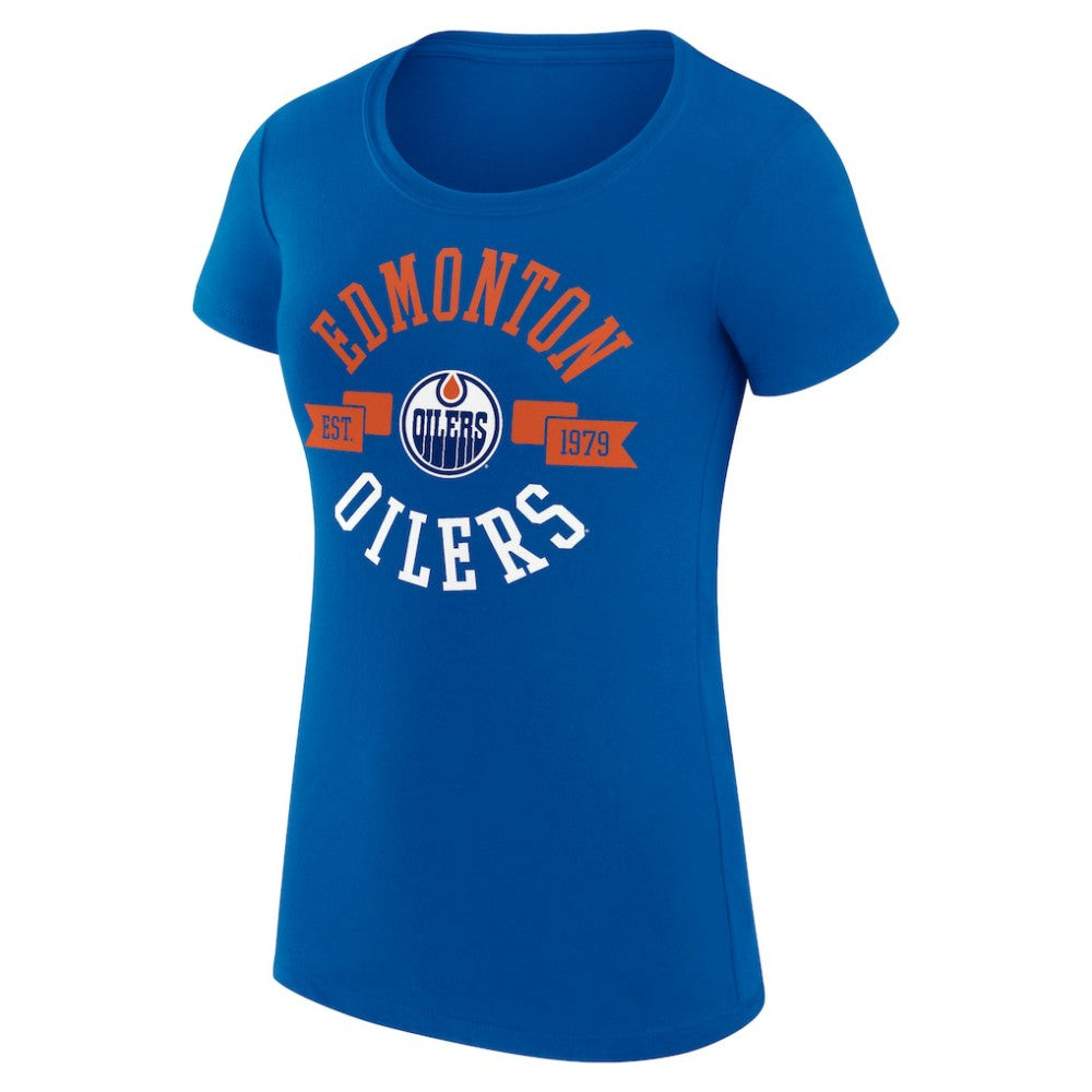 Edmonton Oilers G-III 4Her by Carl Banks Women's Super-Slim Fit Lightweight City Graphic Sport Crewneck T-Shirt