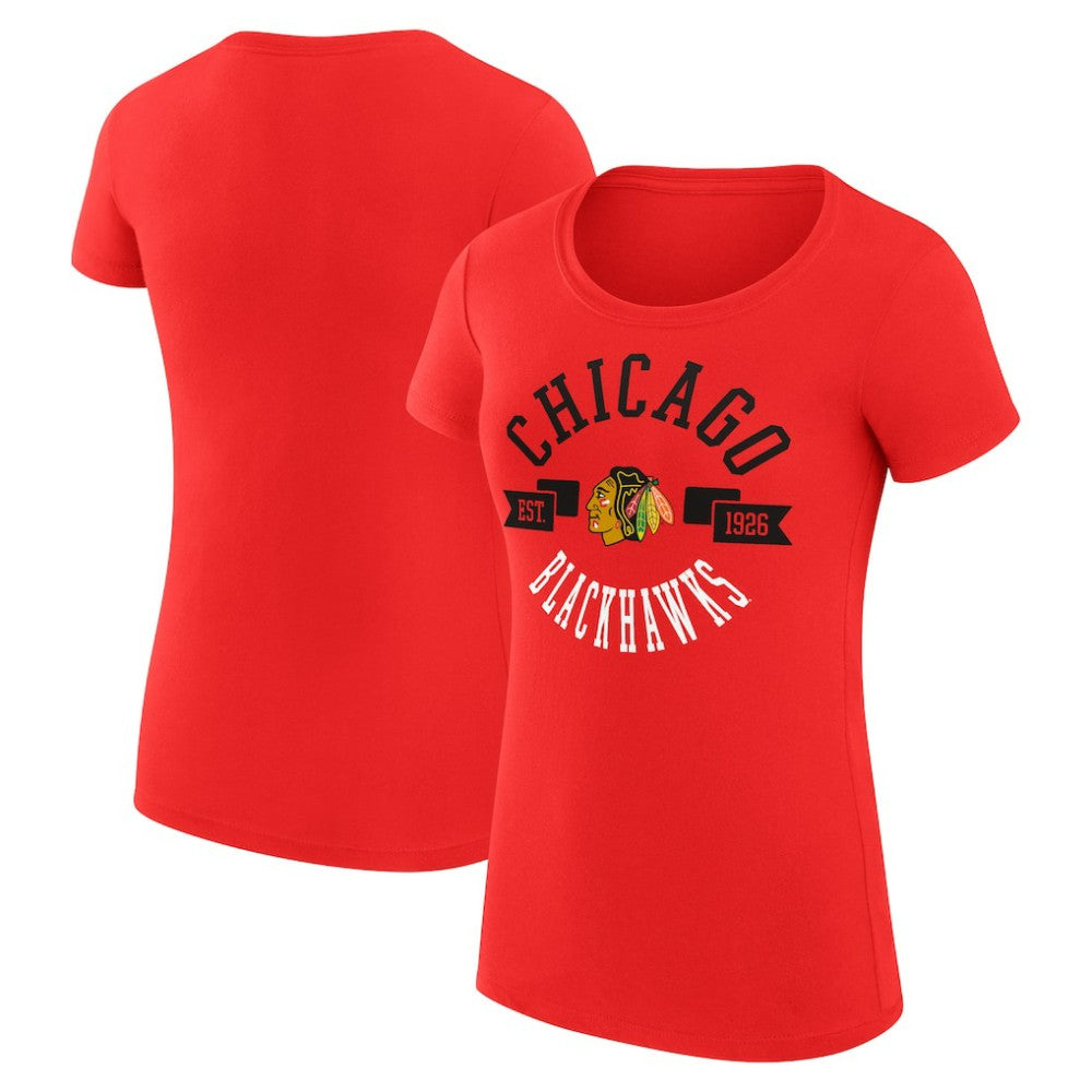 Chicago Blackhawks G-III 4Her by Carl Banks Women's Super-Slim Fit Lightweight City Graphic Sport Crewneck T-Shirt