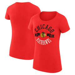 Chicago Blackhawks G-III 4Her by Carl Banks Women's Super-Slim Fit Lightweight City Graphic Sport Crewneck T-Shirt
