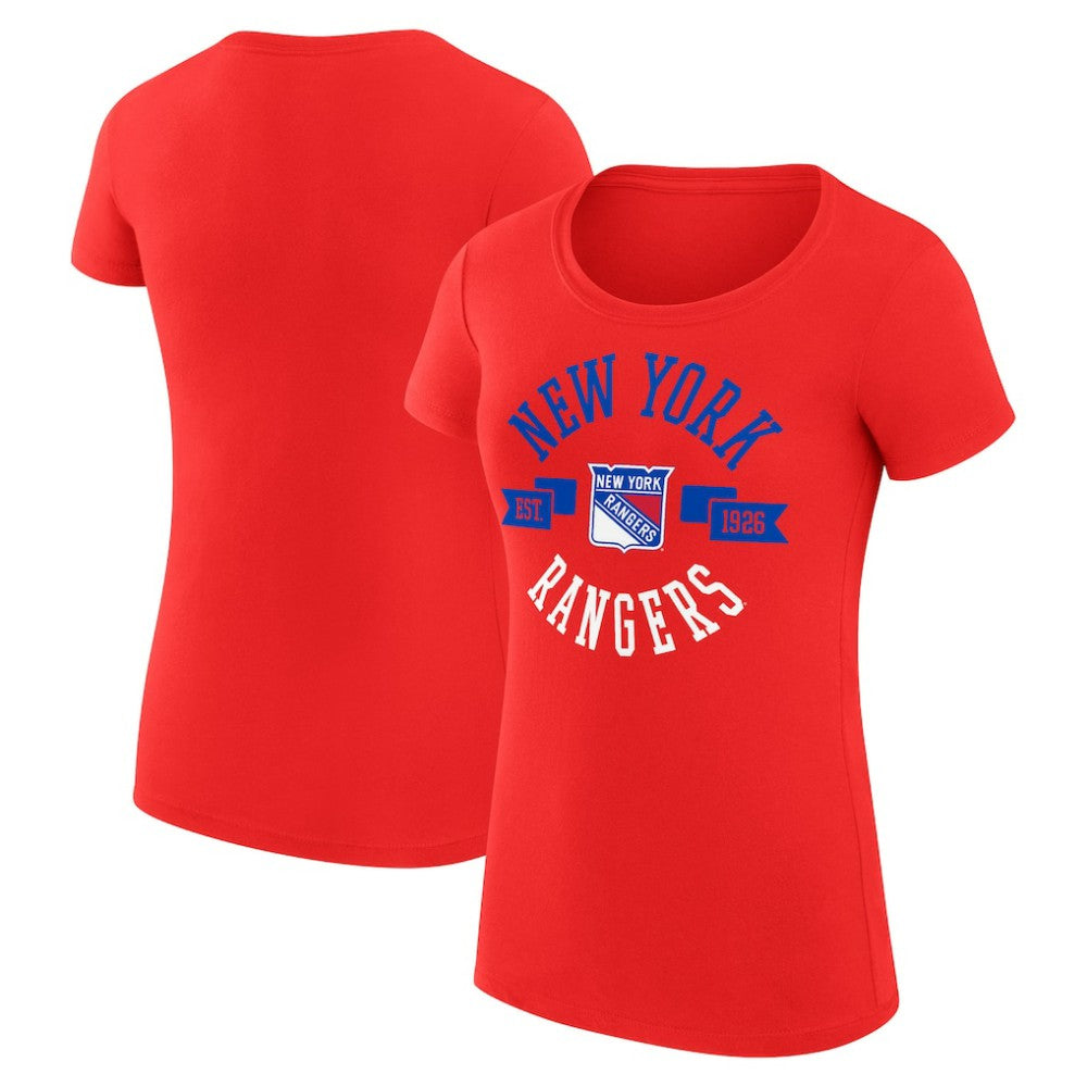 New York Rangers G-III 4Her by Carl Banks Women's Super-Slim Fit Lightweight City Graphic Sport Crewneck T-Shirt