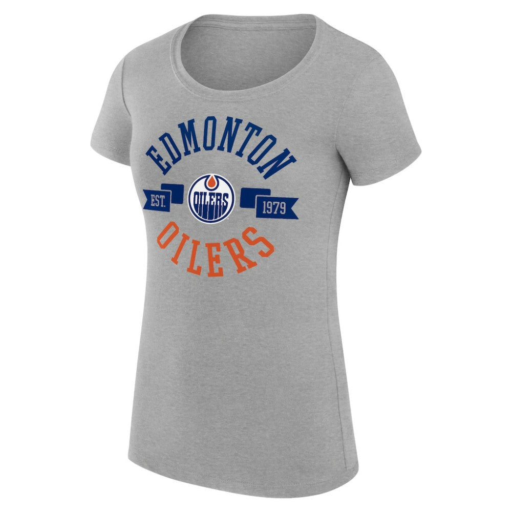 Edmonton Oilers G-III 4Her by Carl Banks Women's Super-Slim Fit Lightweight City Graphic Sport Crewneck T-Shirt