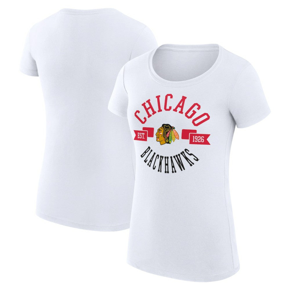 Chicago Blackhawks G-III 4Her by Carl Banks Women's Super-Slim Fit Lightweight City Graphic Sport Crewneck T-Shirt