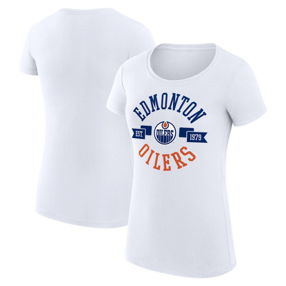 Edmonton Oilers G-III 4Her by Carl Banks Women's Super-Slim Fit Lightweight City Graphic Sport Crewneck T-Shirt