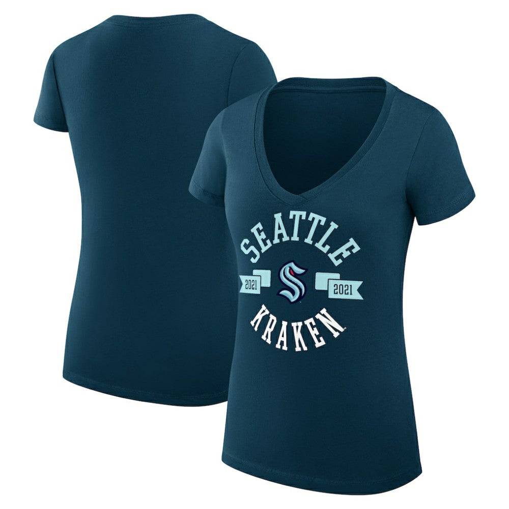 Seattle Kraken G-III 4Her by Carl Banks Women's Super-Slim Fit Lightweight City Graphic V-Neck T-Shirt