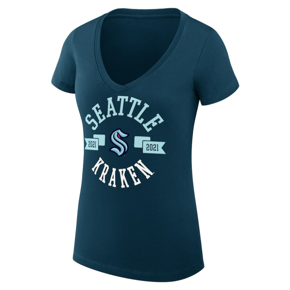 Seattle Kraken G-III 4Her by Carl Banks Women's Super-Slim Fit Lightweight City Graphic V-Neck T-Shirt