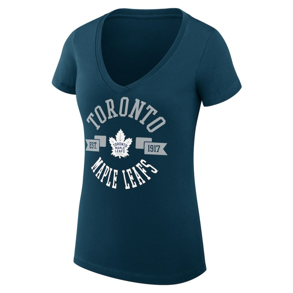 Toronto Maple Leafs G-III 4Her by Carl Banks Women's Super-Slim Fit Lightweight City Graphic V-Neck T-Shirt