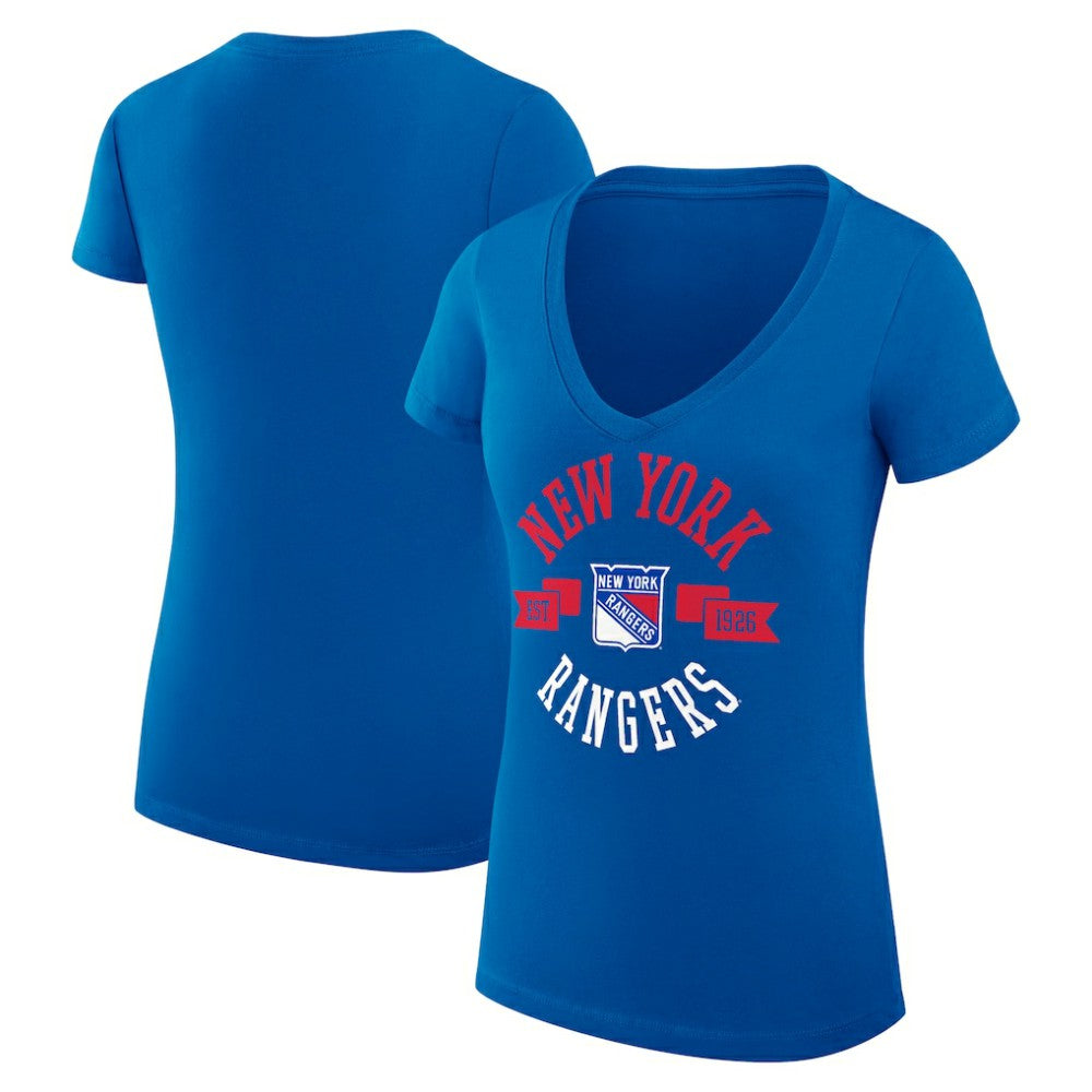 New York Rangers G-III 4Her by Carl Banks Women's Super-Slim Fit Lightweight City Graphic V-Neck T-Shirt