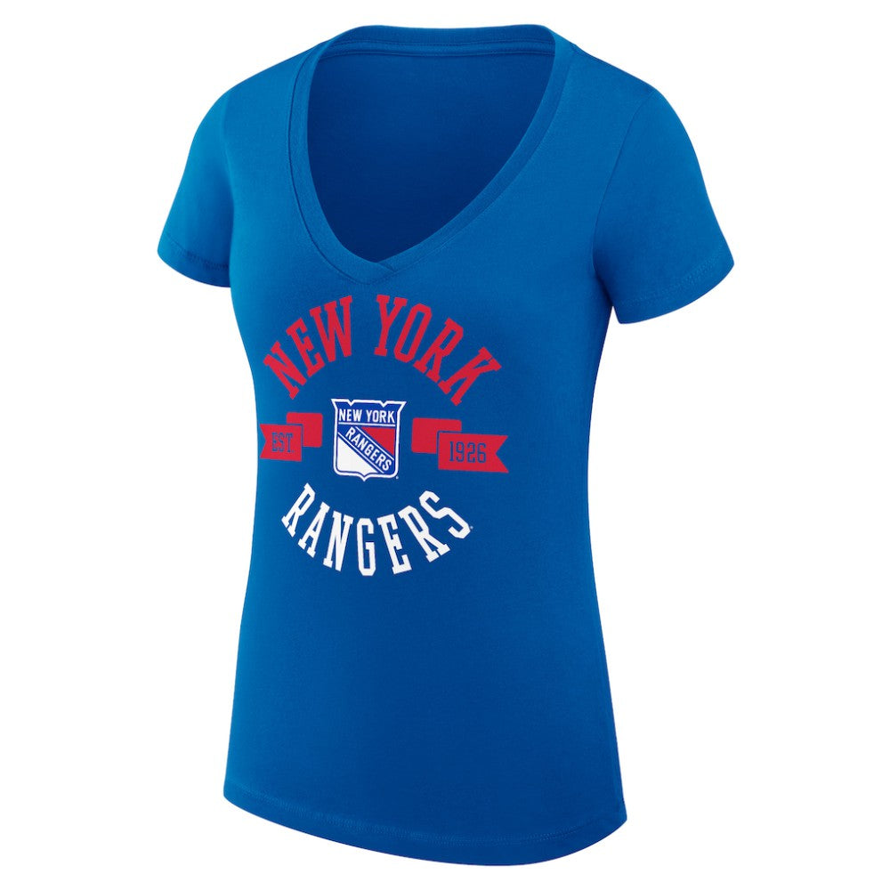 New York Rangers G-III 4Her by Carl Banks Women's Super-Slim Fit Lightweight City Graphic V-Neck T-Shirt