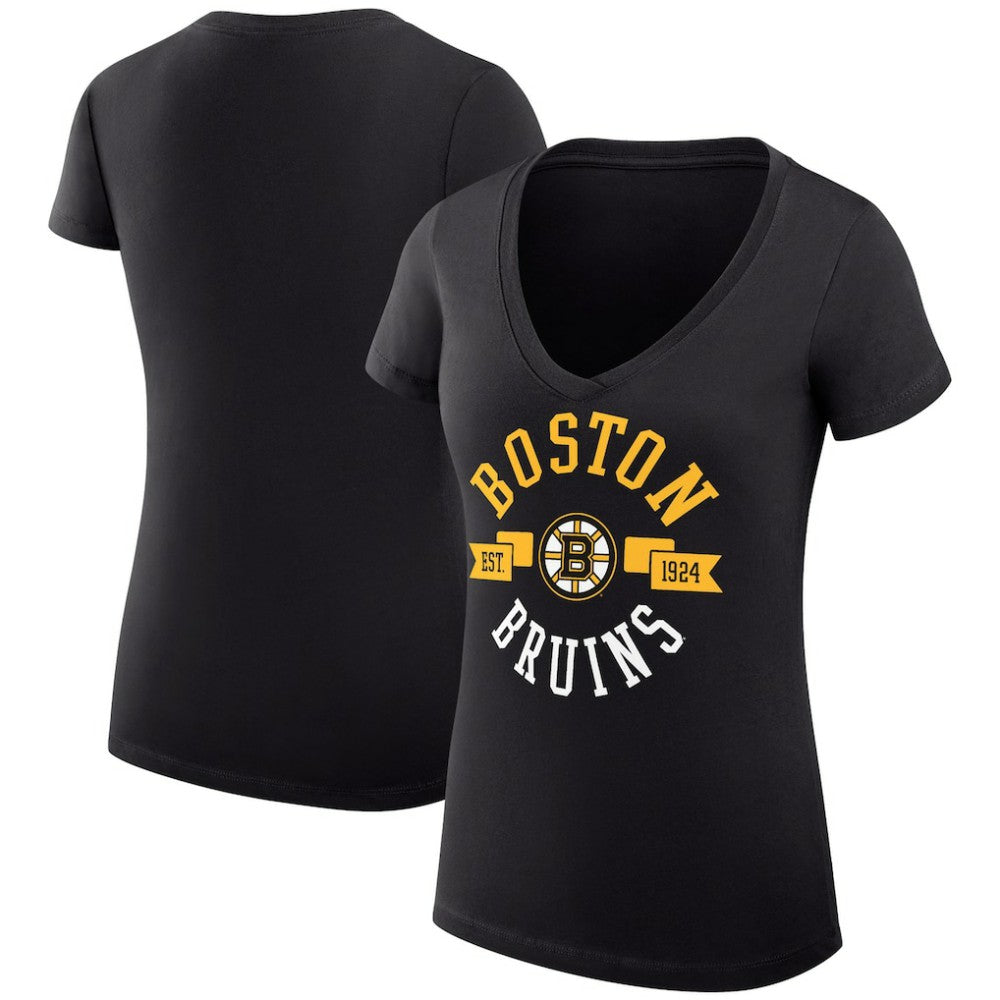 Boston Bruins G-III 4Her by Carl Banks Women's Super-Slim Fit Lightweight City Graphic V-Neck T-Shirt