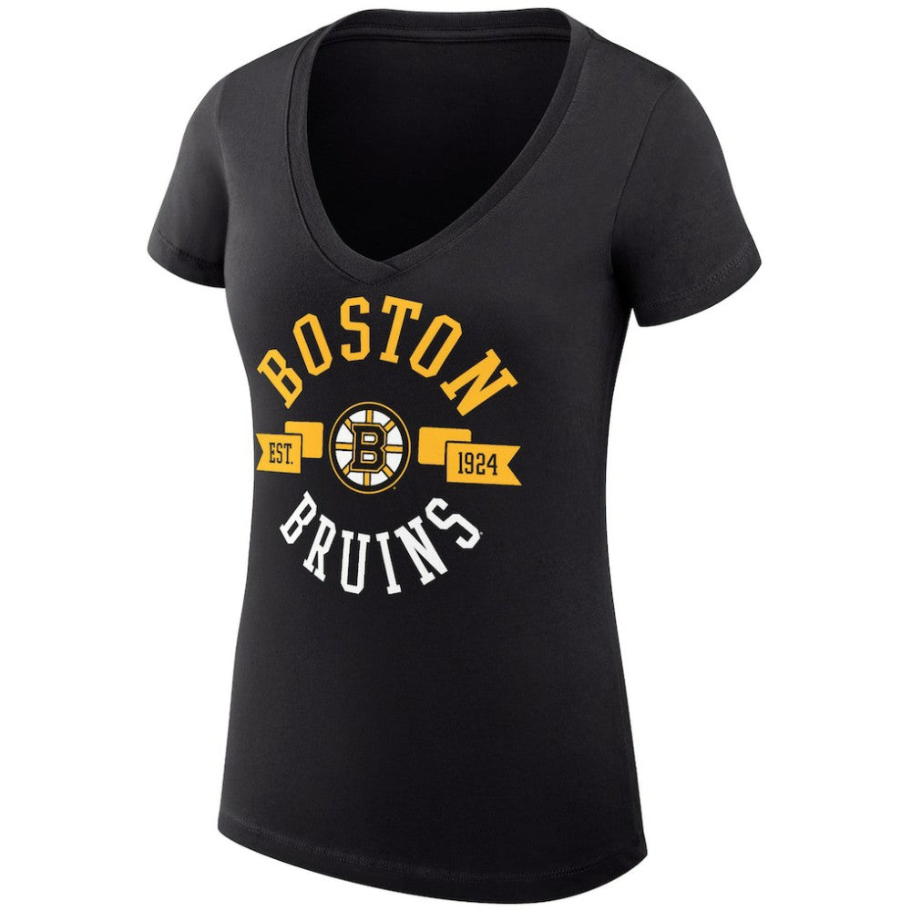 Boston Bruins G-III 4Her by Carl Banks Women's Super-Slim Fit Lightweight City Graphic V-Neck T-Shirt