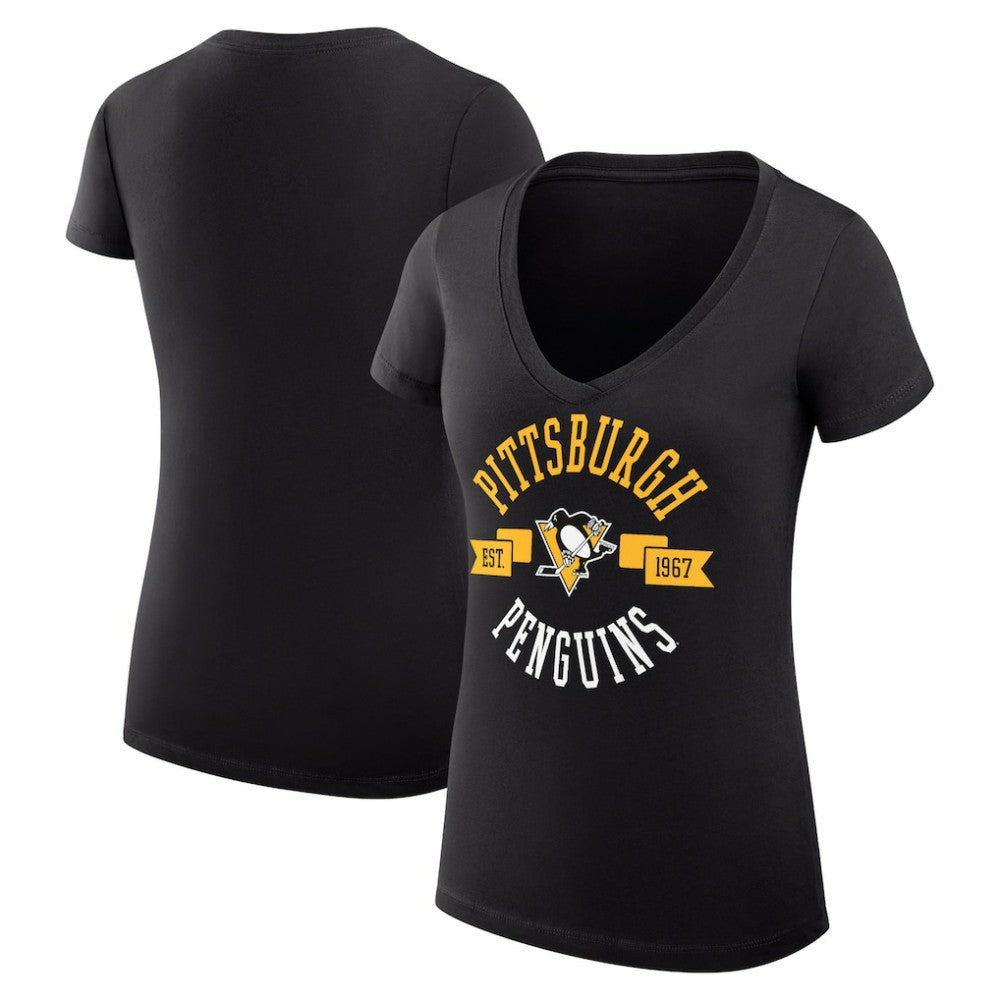 Pittsburgh Penguins G-III 4Her by Carl Banks Women's Super-Slim Fit Lightweight City Graphic V-Neck T-Shirt