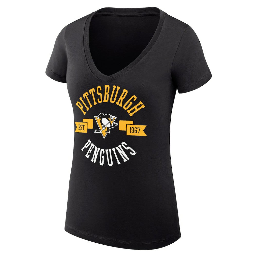 Pittsburgh Penguins G-III 4Her by Carl Banks Women's Super-Slim Fit Lightweight City Graphic V-Neck T-Shirt