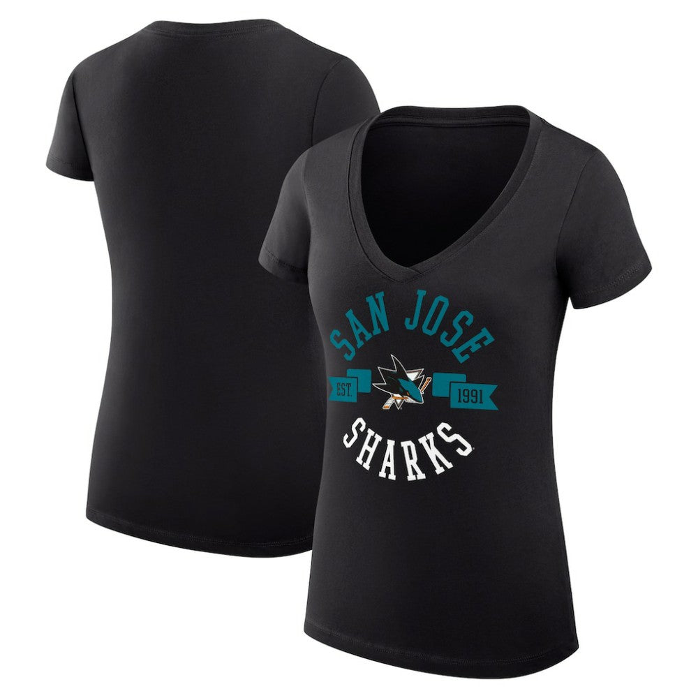 San Jose Sharks G-III 4Her by Carl Banks Women's Super-Slim Fit Lightweight City Graphic V-Neck T-Shirt