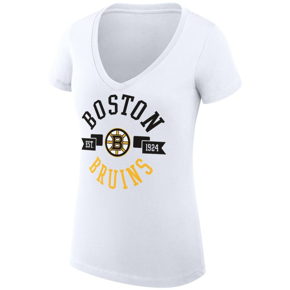Boston Bruins G-III 4Her by Carl Banks Women's Super-Slim Fit Lightweight City Graphic V-Neck T-Shirt