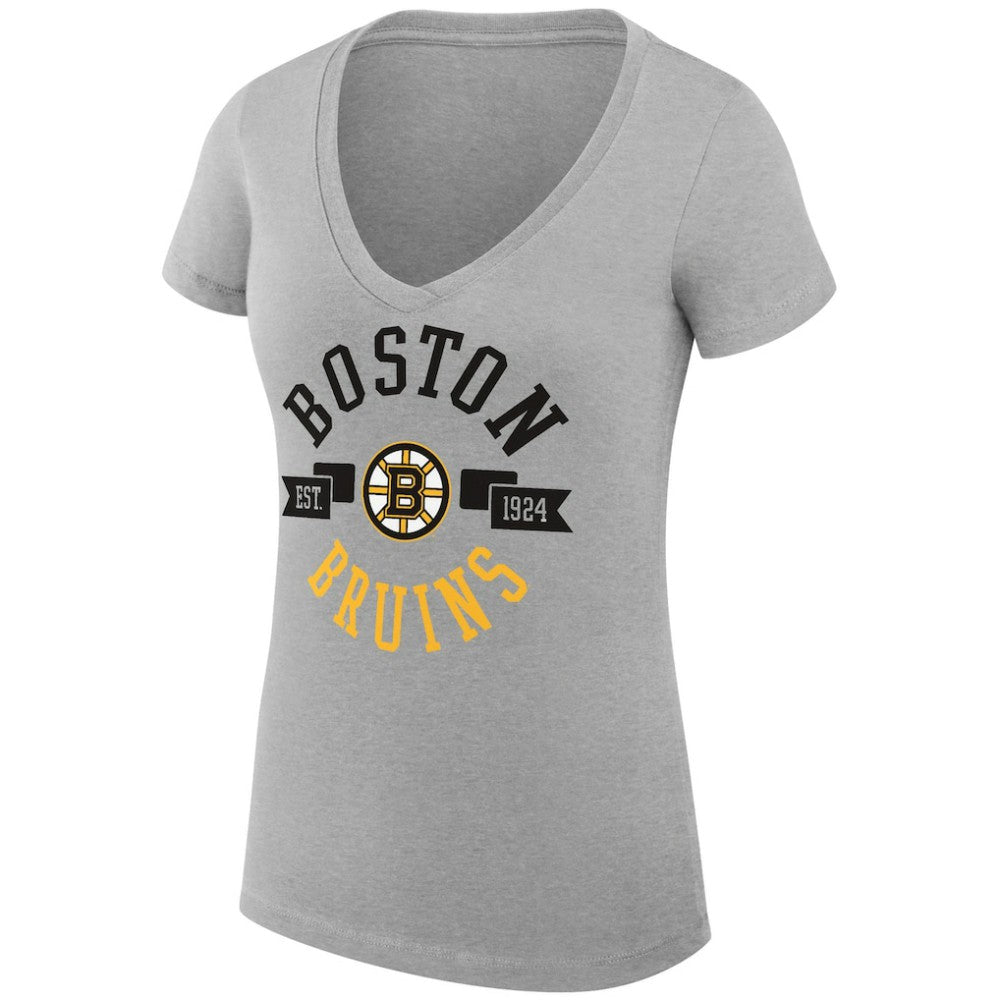Boston Bruins G-III 4Her by Carl Banks Women's Super-Slim Fit Lightweight City Graphic V-Neck T-Shirt