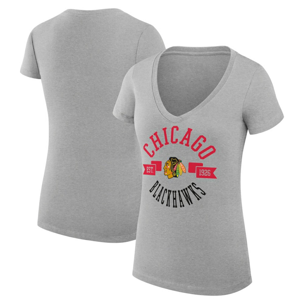 Chicago Blackhawks G-III 4Her by Carl Banks Women's Super-Slim Fit Lightweight City Graphic V-Neck T-Shirt