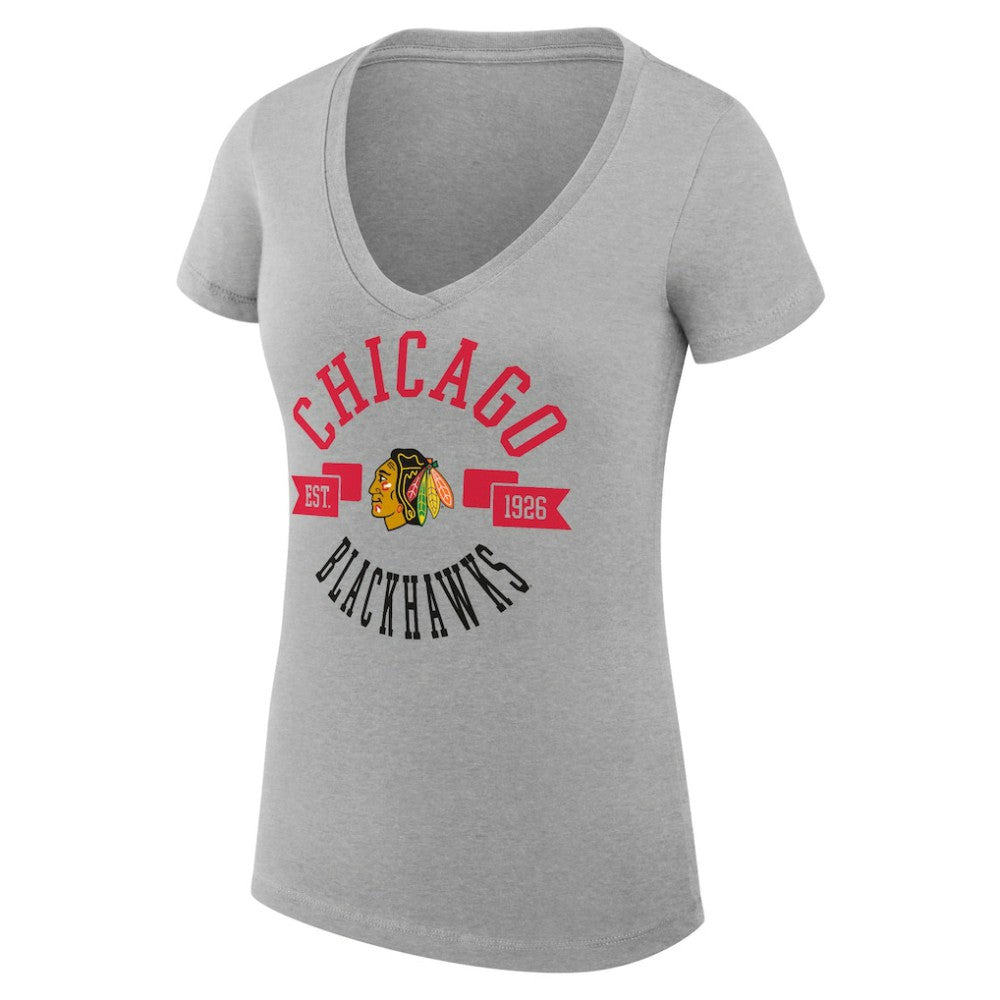 Chicago Blackhawks G-III 4Her by Carl Banks Women's Super-Slim Fit Lightweight City Graphic V-Neck T-Shirt