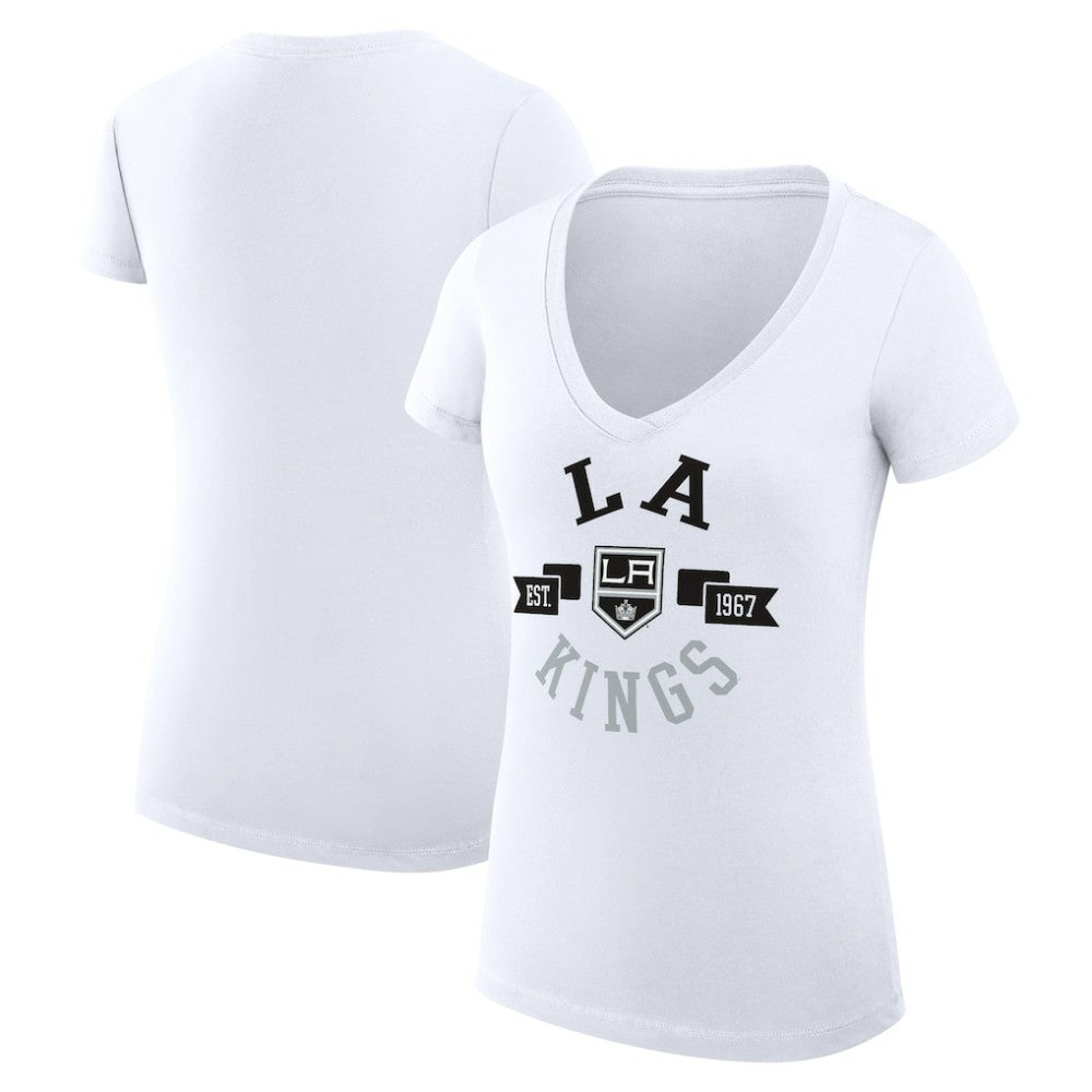 Los Angeles Kings G-III 4Her by Carl Banks Women's Super-Slim Fit Lightweight City Graphic V-Neck T-Shirt