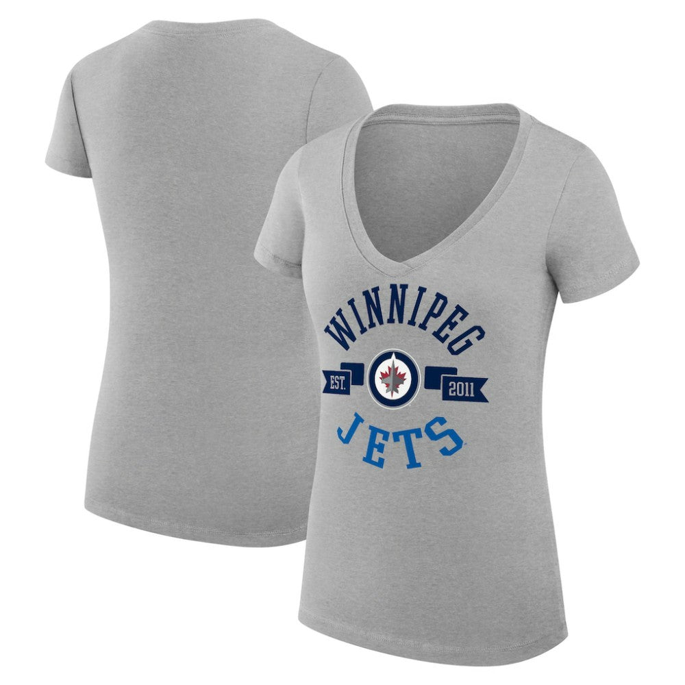 Winnipeg Jets G-III 4Her by Carl Banks Women's Super-Slim Fit Lightweight City Graphic V-Neck T-Shirt